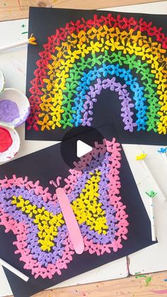 the craft kit is ready to be made with crochet and yarn, including an image of a rainbow