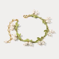 An impeccably crafted piece, the Lily of the Valley Bracelet is a timeless accessory to add to your collection. Delicately woven with pearls, this elegant bracelet is perfect to finish off any outfit and will elevate your look to a superior level of sophistication. DETAILS Materials:   18K Gold on Brass, Agate Measurements: Length: 6.69"(17cm) + Extender: 2.76"(7.0cm) Weight:  15.43g There will be a little difference among different production batches of products due to the variation of natural Jess Core, Cottagecore Bracelet, Cottagecore Accessories, Lily Of The Valley Flowers, Cuban Link Chain Necklaces, I'm Broke, Opal Pendant Necklace, Freshwater Pearl Bracelet, Enamel Necklaces