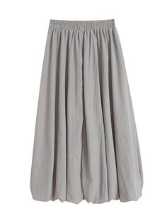 Flowy A-Line Skirt with Elasticity and Pleated Pockets Gray Stretch Skirt For Summer, Casual Gray Summer Skirt, Gray High Waist Skirt For Spring, Spring Baggy Gathered Skirt, Gray Lined Skirt For Summer, Summer Gray Lined Skirt, Gray Cotton Skirt For Spring, Gray Flowy Maxi Skirt, Chic Baggy Summer Skirt