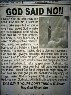 a newspaper article about god said no