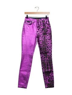 Dolce & Gabbana Skinny Leg JeansPurpleAnimal PrintMid-Rise5 PocketsZip & Button ClosureFit:Jeans by Dolce & Gabbana typically fit true to size. Fall Purple High Waist Jeans, Purple High Waist Fitted Jeans, Fitted High Waist Purple Jeans, Fitted Purple Jeans For Fall, Lisa Frank Costume, Clawdeen Wolf, Lisa Frank, Leg Jeans, High Fashion