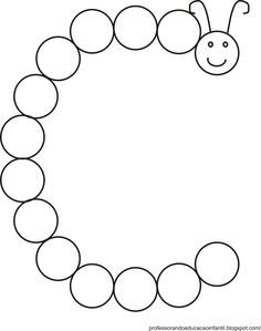 the letter o is for caterpillar coloring page with circles and a smiling face