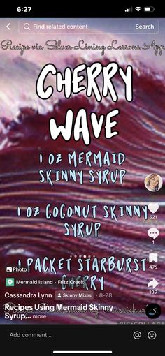 the cherry wave poster is displayed on an iphone screen, with other items in it