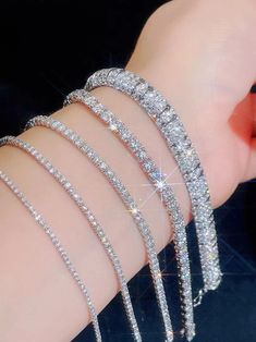 Real Tennis Bracelet for Women 925 Sterling Silver Wedding Jewelrys | eBay Silver Wedding Jewelry, Diamond Bangle, Gold Plated Bracelets, Christmas Gifts For Women, Fine Jewelry Gift, Diamond Bracelets, Bracelet For Women, Silver Wedding, Moissanite Diamonds