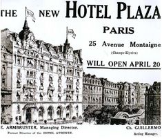 an advertisement for the new hotel plaza paris, which is located in montage and will open on april 20