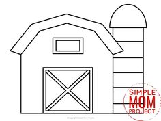 a barn with the word simple mom project written in red on it and an image of a