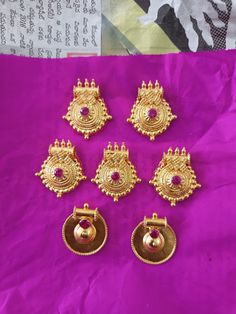 Gold Sutralu Designs, Pustelu Designs Gold, Sutralu Designs, Pusthelu Designs Gold, Pustelu Designs, Big Earrings Gold, Black Gold Nails, Earrings For Wedding, Hand Work Design