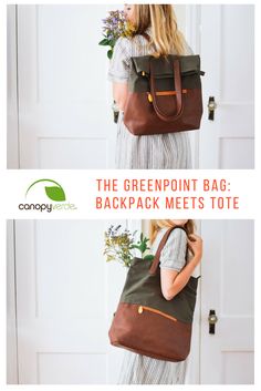 Convertible backpack tote in olive green | vegan backpack by Canopy Verde Green Laptop Bag With Sleeve For Travel, Green Travel Bag With Laptop Sleeve, Green Standard Backpack Laptop Bag For Everyday Use, Green Laptop Backpack For Everyday Use, Green Everyday Laptop Backpack, Green Laptop Bag With Standard Backpack Shape, Green Laptop Backpack For Travel, Green Backpack Laptop Bag For Everyday Use, Green Standard Backpack For Errands