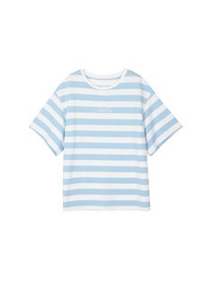 Details: Soft light blue color striped T-shirt with white color Exquisite letter embroidery on the chest High quality long-staple cotton yarn and DTY yarn, soft and elastic on the body Classic round neck, ribbed hem, loose hem Pair with Water Wave Striped Shorts Materials & Care: Cotton 60.2%, Polyester 36.8%, Viscose 3.0% Hand wash | Dry clean Do not bleach Size & Fit: Model is 5'7", Bust 32, Waist 24, Hips 35, wearing a size S Item #: JM2TE07 Cheap Striped Short Sleeve Shirt, Cheap White Tops With Vertical Stripes, Cheap Washed Blue Summer Shirt, Cheap Tops With Striped Sleeves For Summer, Cheap Casual Tops With Striped Hem, Cheap Light Blue Collared T-shirt, Cheap Plain Light Blue T-shirt, Cute Cheap Light Blue T-shirt, Cheap Cute Light Blue T-shirt