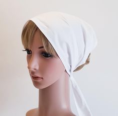 White cotton hair scarf, wide headband, self tie head scarf, christian women head wear, hair bandanna. The dimensions of this self tie cotton hair bandanna  : the middle part - 50 x 24 cm, the ties - 25 x 4 cm each. Please note : I make these head wear to order, I need 2-5 days for processing, depending on the number of orders at the particular moment. I made this Stylish Headscarf from lightweight cotton fabric . This headband is not pre tied. This is self tie headband. Hand wash or delicate wa White Head Scarf, Tie Head Scarf, Head Scarf Tying, Cotton Hair, Head Wear, Tie Headband, Hair Scarf, Wide Headband, Middle Parts