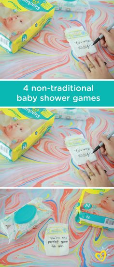 the instructions for how to make a baby shower game with crayons and glue