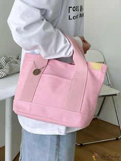 BirdinBag - Chic Pink Square Bag with Double Handles - Perfect for Everyday Casual Wear Everyday Pink Canvas Satchel Bag, Everyday Pink Pouch Canvas Bag, Pink Square Canvas Bag For Everyday Use, Everyday Pink Canvas Pouch Bag, Pink Everyday Canvas Pouch Bag, Pink Canvas Bag With Pockets And Double Handle, Pink Canvas Shoulder Bag With Pockets, Pink Rectangular Shoulder Bag With Pockets, Pink Shoulder Bag With Pockets For Everyday Use