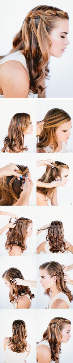 Waterfall braid tutorial Waterfall Braid Tutorial, Waterfall Braid Hairstyle, Beachy Style, Long Hair Tutorial, Waterfall Braid, Braided Hairstyles For Wedding, Skirt Maxi, Wedding Hairstyles For Long Hair