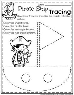 a pirate ship tracer for kids to color and cut out the shape of a boat