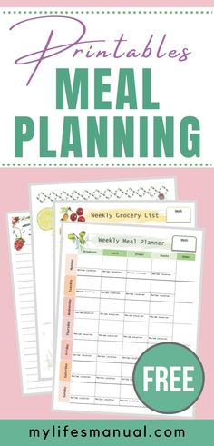 the printable meal planner with text overlay that says, free printables