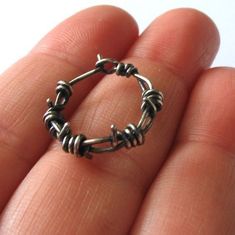 Men's Earring, Piercing Men, Silver Hoop Earring, Dope Jewelry, Barbed Wire, Funky Jewelry, Men Earrings