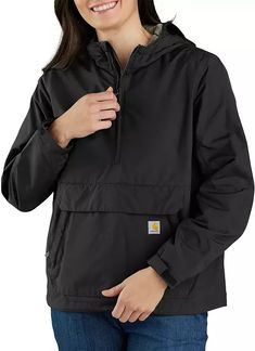 Carhartt Women's Rain Defender Loose-Fit Lightweight Packable Anorak | Dick's Sporting Goods Youth Clothing, Carhartt Womens, Hooded Rain Jacket, Carhartt Women, Anorak Jacket, Wet Weather, Denim Coat, Romper Pants, Easy Storage