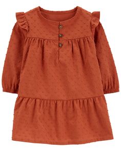 Carters Size Chart, Girls Fall Dresses, Toddler Girl Fall, Preemie Clothes, Flutter Dress, Fall Days, Fall Dress, Rust Dress, Carters Baby