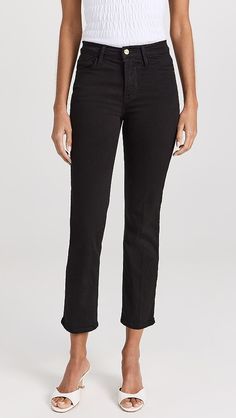 FRAME Le High Straight Jeans | Shopbop Straight Silhouette Cotton Bottoms With Five Pockets, Straight Silhouette Cotton Bottoms For Workwear, Cotton Straight Silhouette Bottoms For Work, Cotton Bottoms With Five Pockets In Straight Silhouette, Cotton Bottoms With Straight Silhouette For Work, Fitted Straight Leg Cropped Jeans For Work, Stretch Straight Leg Cropped Jeans For Work, Stretch Flare Jeans For Workwear, Cropped Leg, Stretch Cropped Leg Flare Jeans For Work