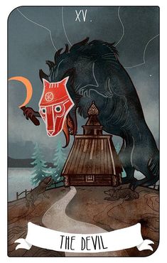 the devil tarot card with an animal on it