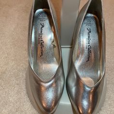 Premier Collection Silver High Heel Gracie Shoe. In Excellent Pre Owned Condition. Never Worn. Flex Sole Silver High Heel, Silver High Heels, Shoes Women Heels, High Heel, Shoes Heels, High Heels, Size 7, Women Shoes, Heels