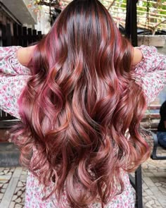 32 Strawberry Brown Hair Examples to Try ASAP Red Hair Color With Pink Highlights, Pink And Red Highlights In Brown Hair, Pink Balayage Brown Hair, Strawberry Brown Hair Color, Spring Hair Colors 2024, Pinky Brown Hair, Chocolate Strawberry Hair, Pink Brown Balayage, Strawberry Pink Highlights