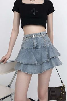 Take any outfit to the next level with this Tiered Pleated Denim Mini Skirt! With its pleated tiers and lightweight denim, you can wear this skirt with a variety of tops and styles. You can pair it with your favorite shirts and blouses or even wear it as is—with its built in short under, you'll stay comfortable all day long. Step out in style by completing the look with flats, sandals, sneakers or boots.
Gender: WomenMaterial: Cotton, Denim, PolyesterLength: Above Knee / MiniWaist: High-WaistClo Trendy Denim Blue Mini Skirt With Ruffles, Y2k Tiered Ruffle Skirt Bottoms, Y2k Tiered Skirt Bottoms With Ruffles, Y2k Ruffled Mini Skirt, Y2k Ruffled Tiered Skirt, Y2k Tiered Skirt With Ruffles, Casual Denim Blue Ruffled Mini Skirt, Casual Denim Blue Mini Skirt With Ruffles, Edgy Denim Mini Skirt For Summer