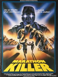 the movie poster for marathon killer starring in french and english language, with an image of two