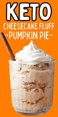 an image of a pumpkin pie in a glass bowl with whipped cream and cinnamon on top