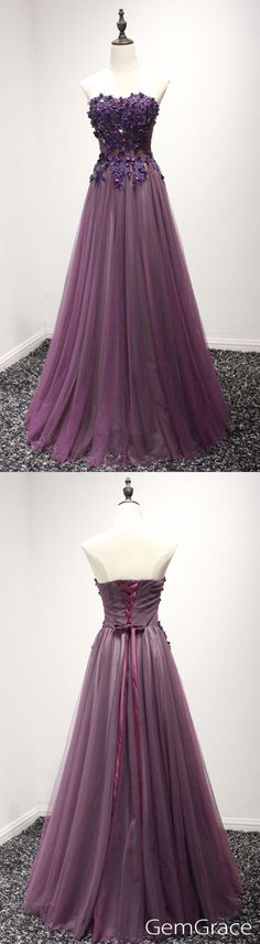 Purple Sweetheart Neckline Ball Gown For Prom, Purple Ball Gown With Sweetheart Neckline For Prom, Purple Sweetheart Neckline Ball Gown In Tulle, Purple Tulle Ball Gown With Sweep Train, Purple Party Dress, Strapless Evening Dress, Prom Long, Corset Dress Prom, Vintage Prom