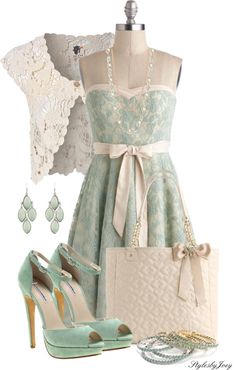 "Strapless Lace" by stylesbyjoey ❤ liked on Polyvore Classy Summer Dress, Mode Ab 50, Chique Outfits, Complete Outfits, A Dress, Passion For Fashion