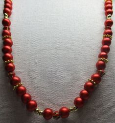 #2722 Handmade, Hand Beaded Red & Gold Necklace W/ Magnetic Closure.. 21".. $35 ..This item and items for the entire family can be found at my website www.charmedbycharmsbycindy.com Stop over and visit and see all my amazing items that I have for sale.. Thanks !!! Red Gold Necklace, Hand Beading, Magnetic Closure, My Website, Red Gold, Create Your, Gold Necklace, Create Your Own, Beaded Necklace