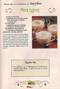 the recipe for mocha eggnog is shown here