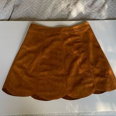 Adorable One The Land Light Brown/Camel Faux Suede Mini Skirt Scalloped Edge Hemline Zippered Closure On Back Size Small Waist Lay Flat Is Approx 13.5 Inches, Appox 16 Inches Waist To Hemline Nwt! Smoke Free/Pet Friendly Home, All Items Sanitized Before Shipping! Brown Fall Skirt, Brown Suede Mini Skirt Outfit, Brown Flowy Lined Mini Skirt, Flowy Brown Lined Mini Skirt, Brown Lined Mini Skirt, Brown Corduroy Mini Skirt, 70s Suede Skirt, Brown Suede Skirt, Faux Suede Skirt