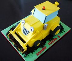 a birthday cake made to look like a construction vehicle