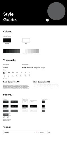 a black and white website page with the text style guide