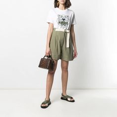 Women's KENZO SS21 Tiger Head Embroidered Pattern Short Sleeve T-shirt White FB52TS9124YE-01B Tiger Head, Patterned Shorts, Pattern, T Shirt, White