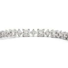 Let this diamond tennis bracelet reflect your impeccable taste and style. It features princess-cut diamonds, each mounted on a secure V-prong setting. The princess-cut diamonds are alternately arranged in standard square and quirky kit-shaped frames, giving the classic tennis bracelet an elegant twist. Tennis Bracelet Diamond, Eternity Ring Diamond, Fancy Color Diamonds, Mens Band, Princess Cut Diamonds, Tennis Bracelet, Gold Platinum, Metal Bands, High Jewelry