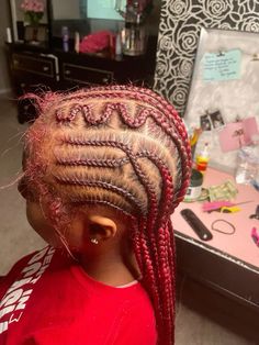 Simple Hairstyles With Weave, Quick Braiding Hairstyles, Red Cornrows, Straight Backs, Red Hairstyles, Lemonade Braids Hairstyles, Exotic Hairstyles, Barbie Hairstyle, New Hair Do