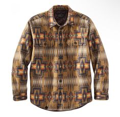 PENDLETON - HARDING JACQUARD QUILTED SHIRT JACKET - TAN Size Medium Brand new without tags (Inner neck tag has been removed to prevent store returns, see photos) Styled after the jackets assigned to U.S. Navy Chief Petty Officers (CPOs) in the 1930s, this durable wool flannel has a roomy fit that layers easily for all-day warmth. Iconic Harding wool jacquard with polyester-filled, diamond-quilted nylon lining. Chest pockets and side seam pockets feature button closures. *31" long *100% virgin wool *Insulated quilted nylon lining *Two side pockets *Two flapped chest pockets *One interior pocket *Fabric woven in American mills *Dry clean Navy Chief Petty Officer, Quilted Shirt Jacket, Wool Shirt Jacket, Quilted Shirt, Chief Petty Officer, Navy Chief, Pendleton Mens, Wool Flannel, Wool Shirt