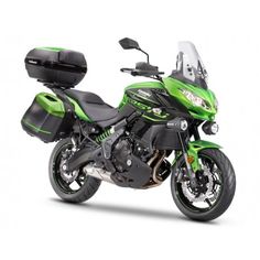 a green and black motorcycle on a white background