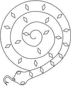 a black and white drawing of a snake with its tail curled in the shape of a spiral