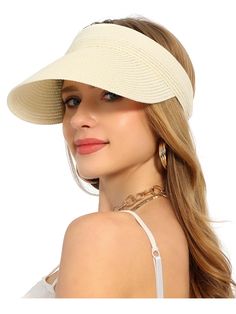 PRICES MAY VARY. Wide Brim Visor Hat:The length of brim is 5.5",Large brim provides you with more comprehensive UV protection;Women's sun hats have UPF 50+ sun protection function Adjustable Women Sun Hat:One size fit most of Women,adjustable closure on the back of the women straw hat is very soft,the high quality elastic drawstring will not stick to the hair,making the sun hat easier to put on and take off High Quality Straw Hat:This straw hat is made of 100% paper,it is tightly woven to ensure Cheap Pink Hats For Outdoor, Up Ponytail, Straw Visor, Wide Brim Straw Hat, Sun Visor Hat, Summer Cap, Straw Sun Hat, Summer Sun Hat, Visor Hat