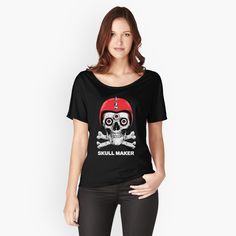 Get my art printed on awesome products. Support me at Redbubble #RBandME: https://www.redbubble.com/i/t-shirt/A-Skull-with-Motorcycle-Helmets-Skull-Maker-by-Cultradesign/52142347.528ON?asc=u Love Illustration, Lady Biker, Biker Girl, Comfy Tees, Sugar Skull, Lightweight Hoodie, Chiffon Tops, Classic T Shirts, V Neck T Shirt