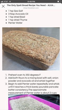 the recipe for bread is shown in three different stages, including one being sliced and placed on