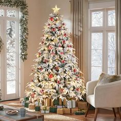 a decorated christmas tree in a living room