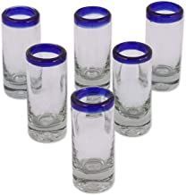 blue rimmed glasses set of 6