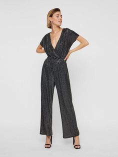 Night Short Sleeve Jumpsuit Jumpsuit in Black for Women made by NOISY MAY Fall Weekend Outfits, Jumpsuit Black