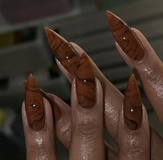 Brown Nail, Sculpted Nails, Almond Acrylic Nails, I Love Me, October 27, Brown Nails, Fire Nails, Pretty Acrylic Nails