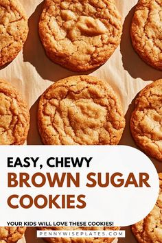 overhead view of brown sugar cookies lined up on parchment paper